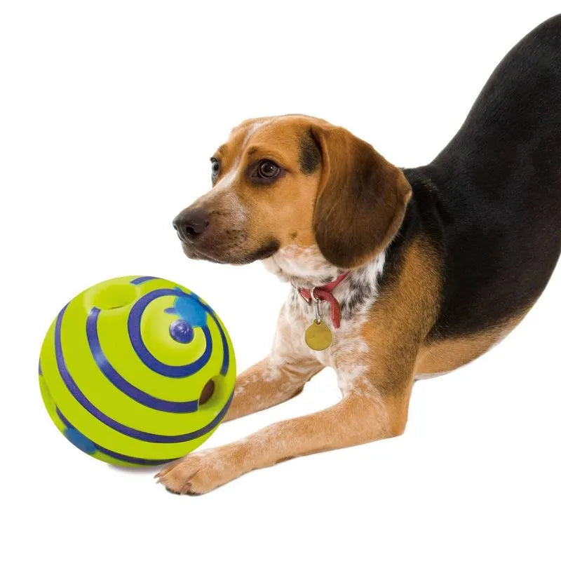 Puppy chewing Glow in the Dark Dog Ball toy