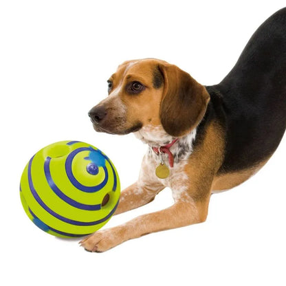 Puppy chewing Glow in the Dark Dog Ball toy